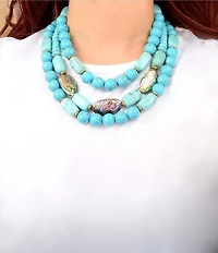 Southern Living x Barse Laguna Abalone & Turquoise Magnesite Statement Necklace