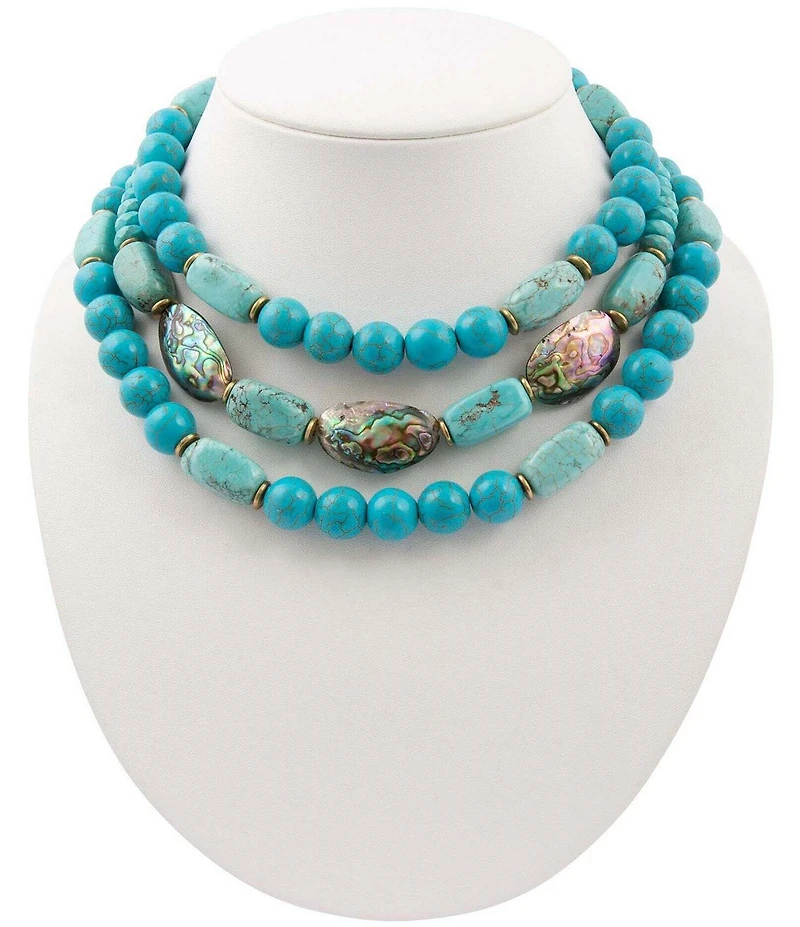 Southern Living x Barse Laguna Abalone & Turquoise Magnesite Statement Necklace