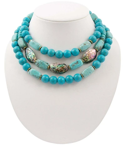 Southern Living x Barse Laguna Abalone & Turquoise Magnesite Statement Necklace