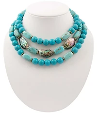 Southern Living x Barse Laguna Abalone & Turquoise Magnesite Statement Necklace