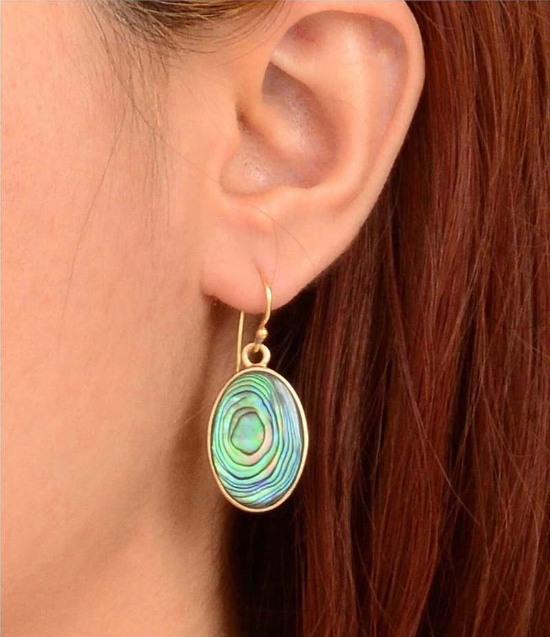 Southern Living x Barse Golden And Abalone Laguna Drop Earrings