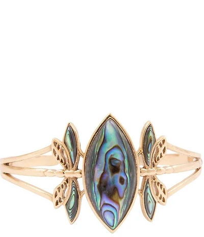 Southern Living x Barse Golden and Abalone Sea Drift Dragonfly Cuff Bracelet