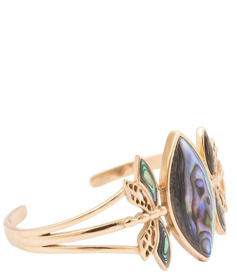 Southern Living x Barse Golden and Abalone Sea Drift Dragonfly Cuff Bracelet
