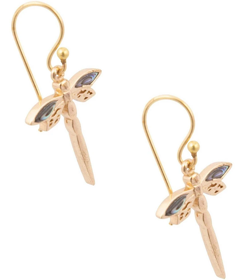 Southern Living x Barse Golden and Abalone Sea Drift Dragonfly Drop Earrings