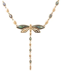 Southern Living x Barse Golden and Abalone Sea Drift Dragonfly Y Necklace