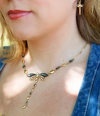 Southern Living x Barse Golden and Abalone Sea Drift Dragonfly Y Necklace