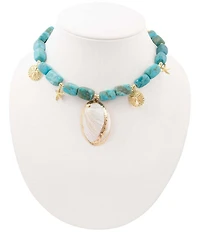 Southern Living x Barse Sea Nomad Turqoise Shell Charm Collar Necklace
