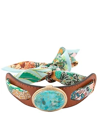Southern Living x Barse Golden And Genuine Turquoise Tropical Riviera Scarf Adjustable Bracelet