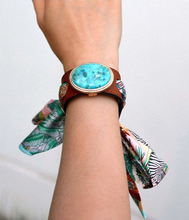 Southern Living x Barse Golden And Genuine Turquoise Tropical Riviera Scarf Adjustable Bracelet
