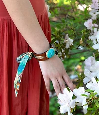 Southern Living x Barse Golden And Genuine Turquoise Tropical Riviera Scarf Adjustable Bracelet