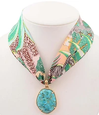 Southern Living x Barse Golden and Genuine Turquoise Tropical Riviera Scarf Statement Necklace