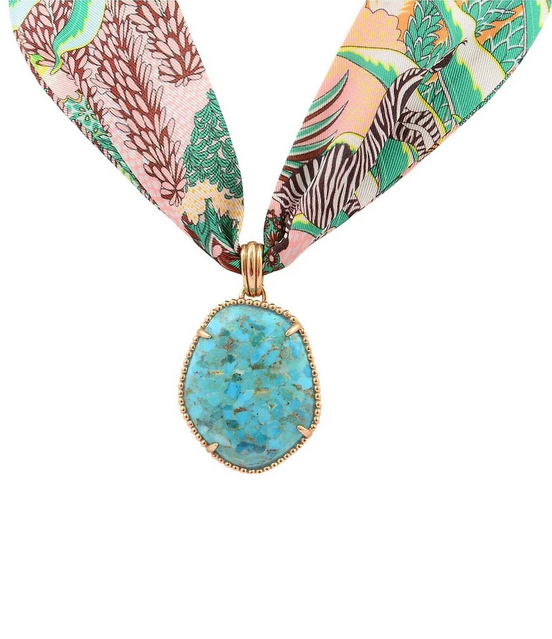 Southern Living x Barse Golden and Genuine Turquoise Tropical Riviera Scarf Statement Necklace