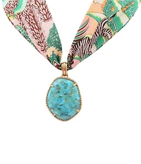 Southern Living x Barse Golden and Genuine Turquoise Tropical Riviera Scarf Statement Necklace