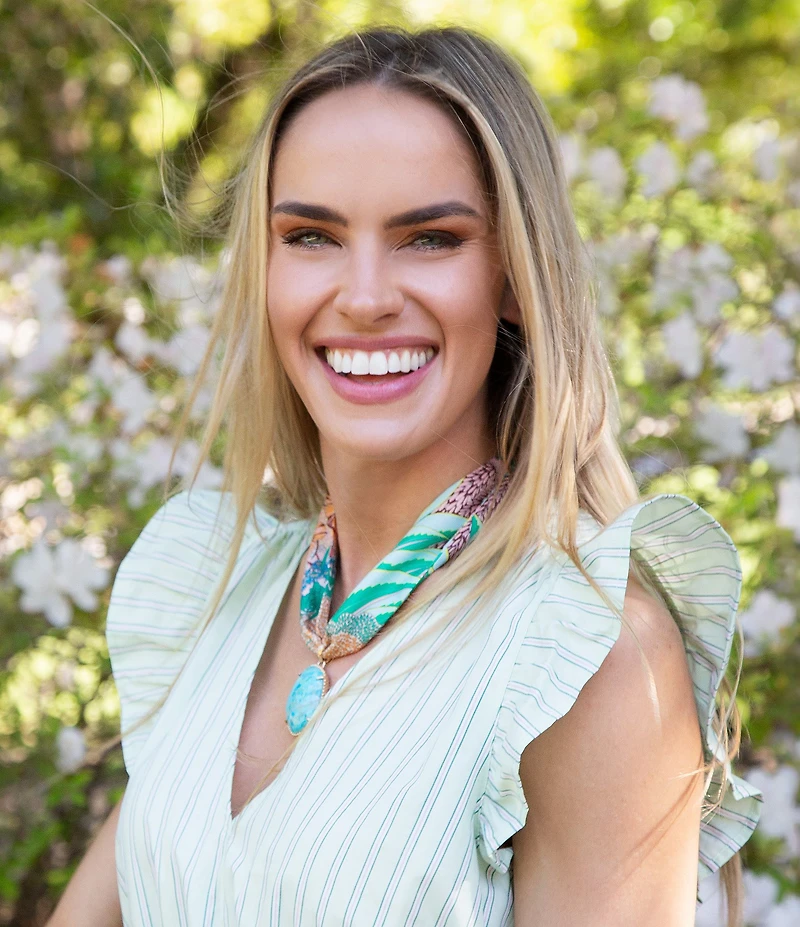 Southern Living x Barse Golden and Genuine Turquoise Tropical Riviera Scarf Statement Necklace