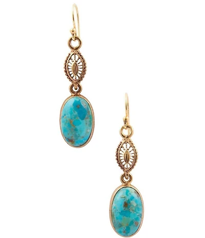 Southern Living x Barse Golden And Genuine Turquoise Verona Drop Earrings