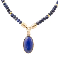 Southern Living x Barse Golden and Lapis Capri Short Pendant Necklace