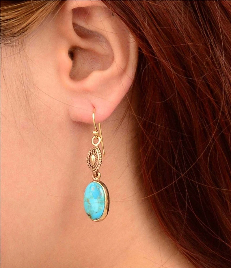 Southern Living x Barse Golden And Lapis Verona Drop Earrings