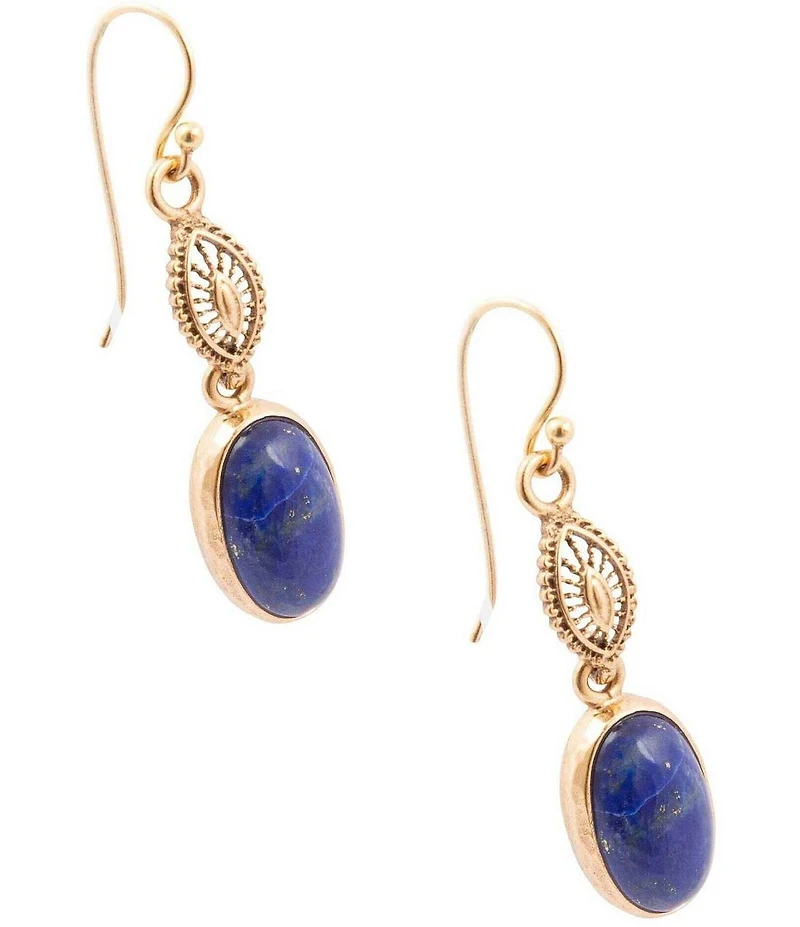 Southern Living x Barse Golden And Lapis Verona Drop Earrings