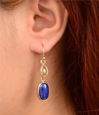 Southern Living x Barse Golden And Lapis Verona Drop Earrings