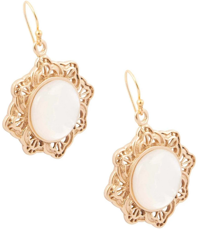 Southern Living x Barse Golden And Mother Of Pearl Moonshell Drop Earrings