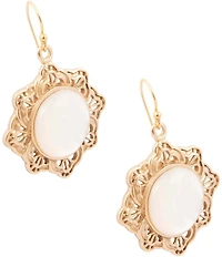 Southern Living x Barse Golden And Mother Of Pearl Moonshell Drop Earrings