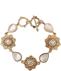 Southern Living x Barse Golden And Mother Of Pearl Moonshell Toggle Line Bracelet