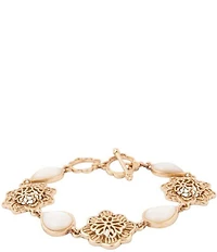 Southern Living x Barse Golden And Mother Of Pearl Moonshell Toggle Line Bracelet