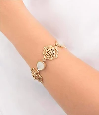 Southern Living x Barse Golden And Mother Of Pearl Moonshell Toggle Line Bracelet