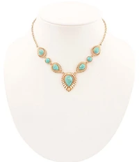 Southern Living x Barse Golden and Turquoise Fluted Collar Necklace