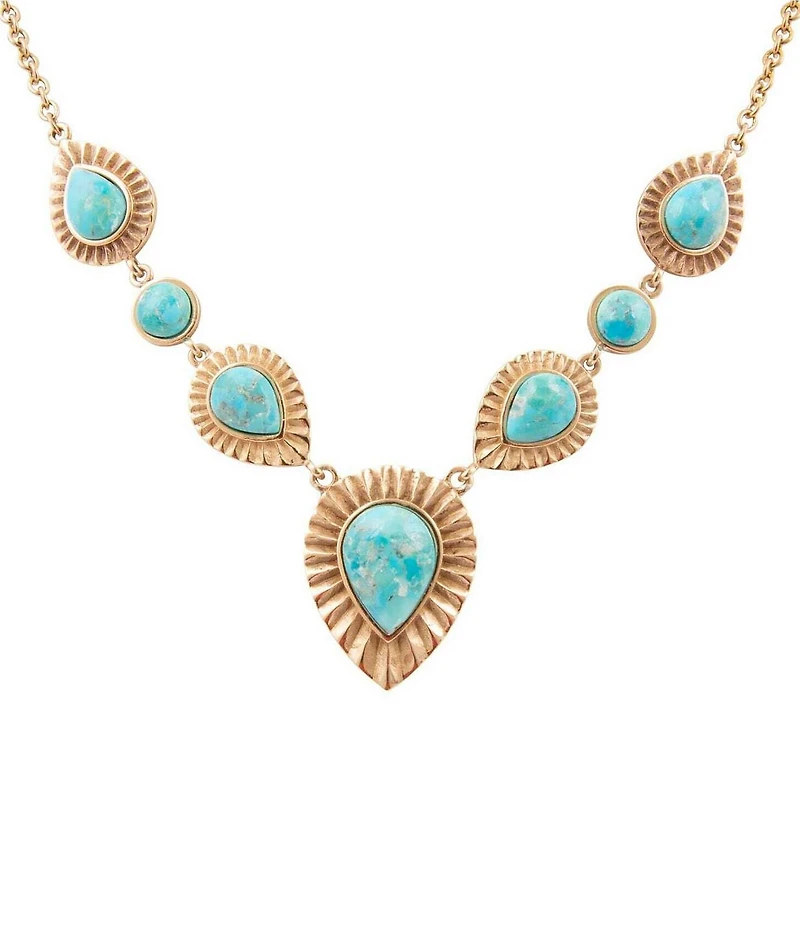Southern Living x Barse Golden and Turquoise Fluted Collar Necklace