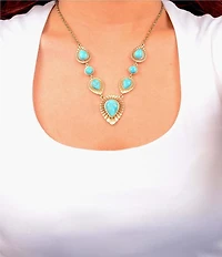 Southern Living x Barse Golden and Turquoise Fluted Collar Necklace