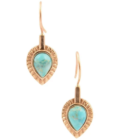 Southern Living x Barse Golden and Turquoise Fluted Drop Earrings