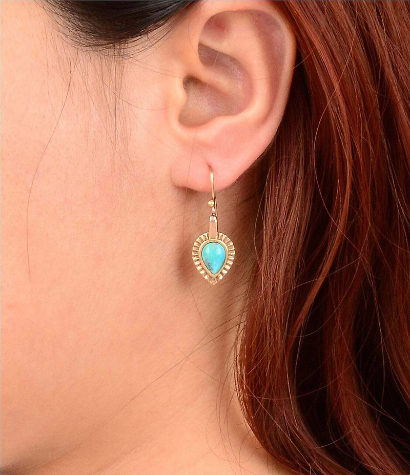 Southern Living x Barse Golden and Turquoise Fluted Drop Earrings