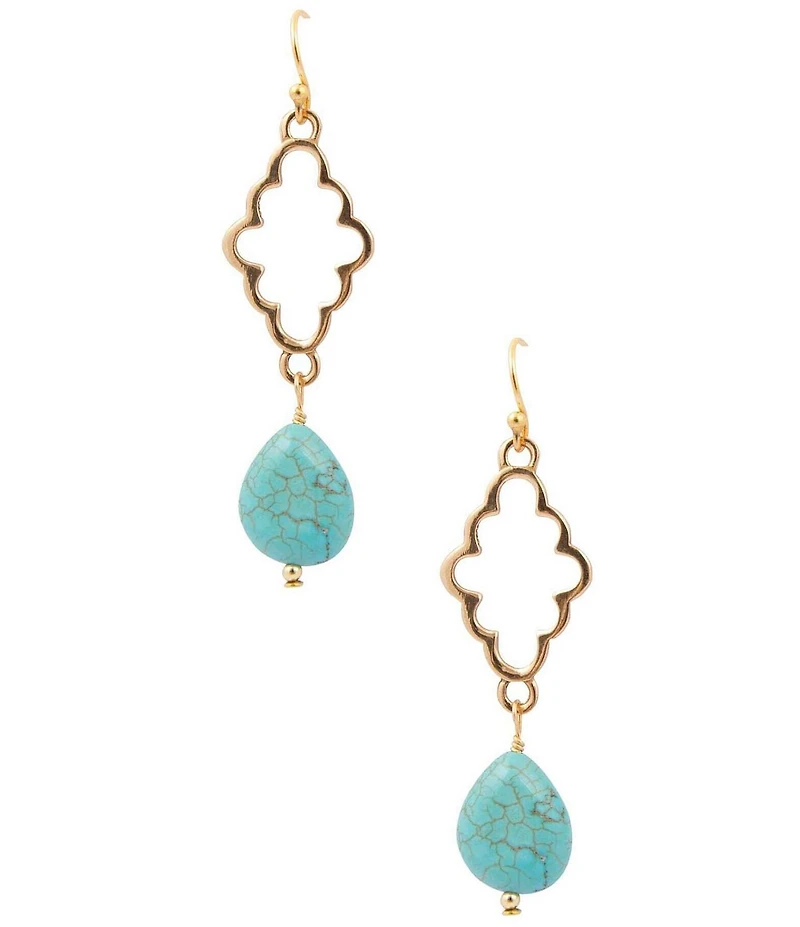 Southern Living x Barse Golden And Turquoise Magnesite Seabreeze Drop Earrings