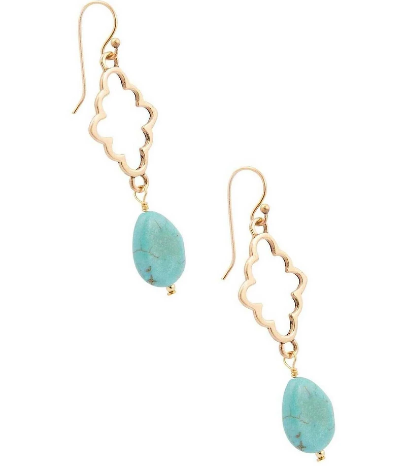 Southern Living x Barse Golden And Turquoise Magnesite Seabreeze Drop Earrings