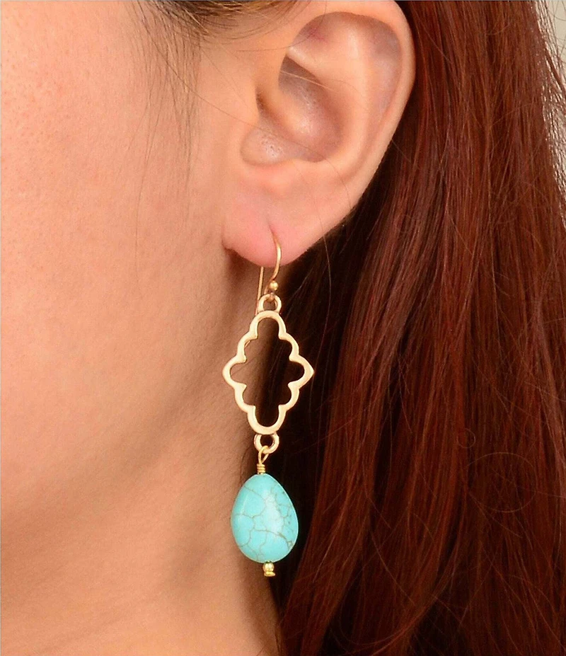 Southern Living x Barse Golden And Turquoise Magnesite Seabreeze Drop Earrings