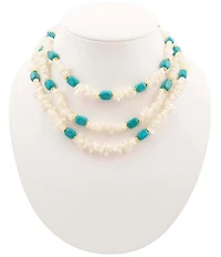 Southern Living x Barse Golden, Mother-Of-Pearl and Magnesite Saltwater Sky Statement Necklace