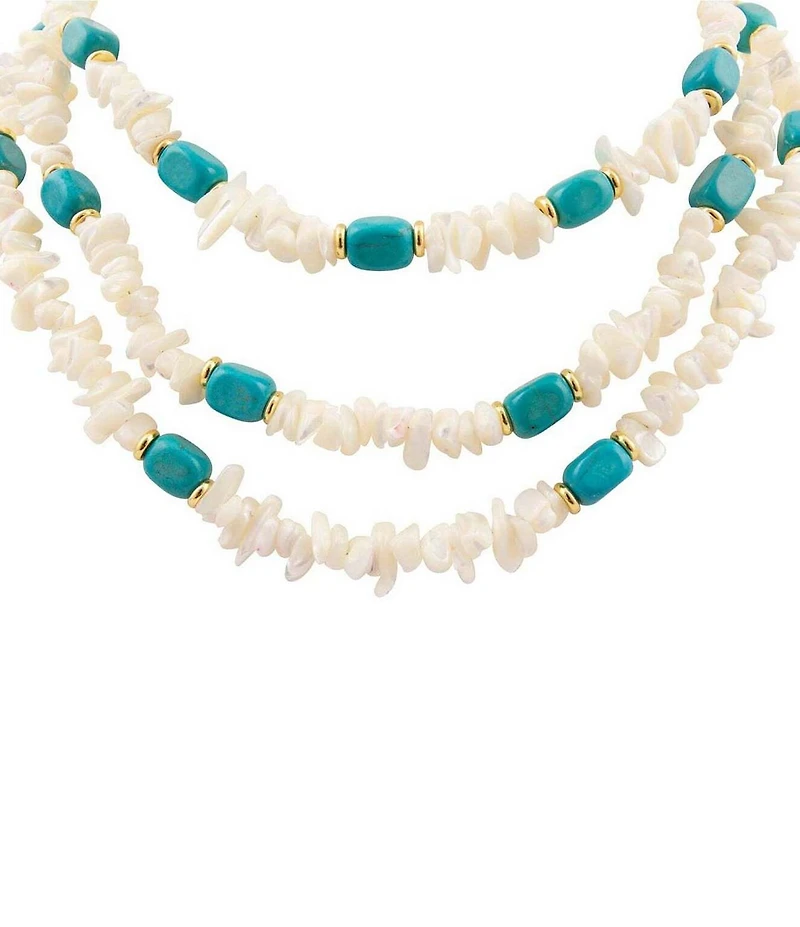 Southern Living x Barse Golden, Mother-Of-Pearl and Magnesite Saltwater Sky Statement Necklace