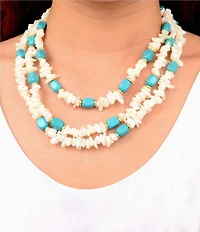 Southern Living x Barse Golden, Mother-Of-Pearl and Magnesite Saltwater Sky Statement Necklace