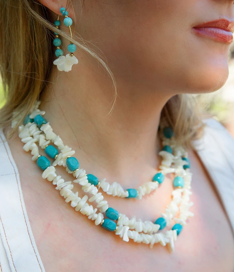 Southern Living x Barse Golden, Mother-Of-Pearl and Magnesite Saltwater Sky Statement Necklace