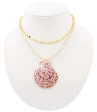 Southern Living x Barse Bare Tide Shell Pearl Short Pendant Necklace