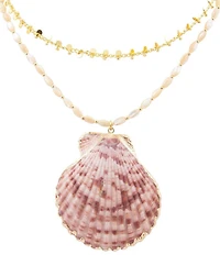 Southern Living x Barse Bare Tide Shell Pearl Short Pendant Necklace