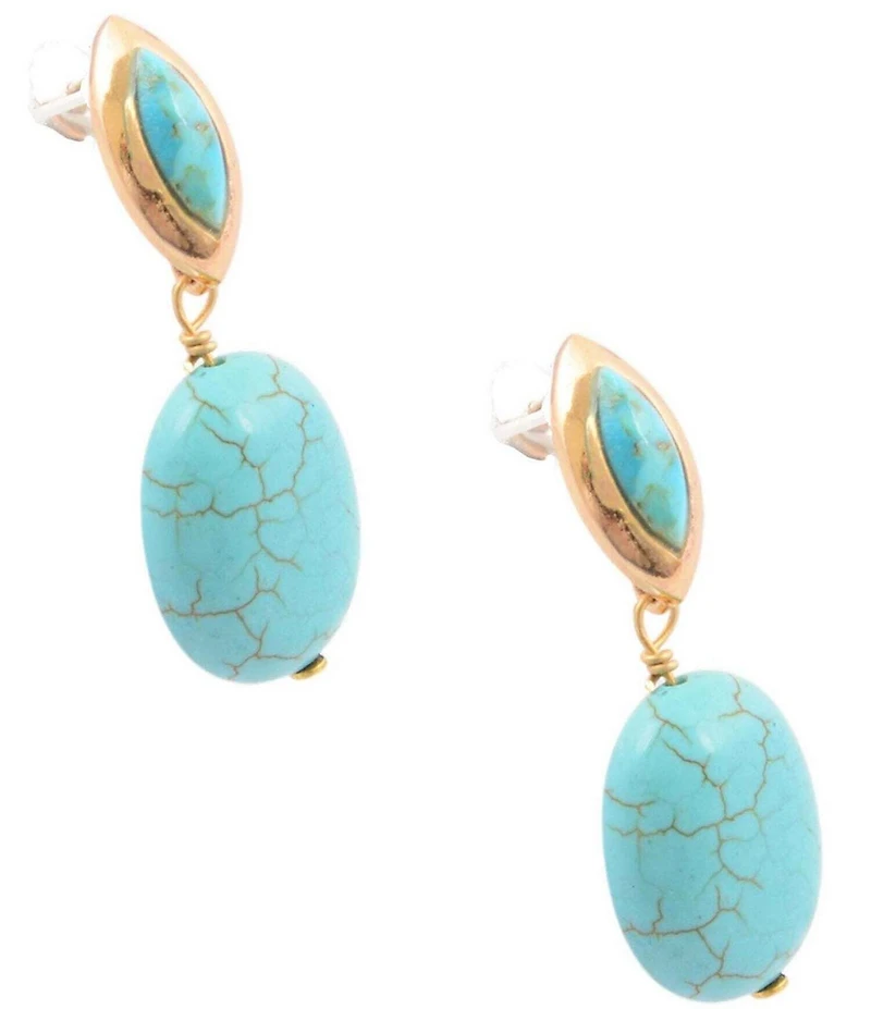 Southern Living x Barse Golden, Turquoise and Magnesite Laguna Drop Earrings