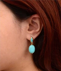 Southern Living x Barse Golden, Turquoise and Magnesite Laguna Drop Earrings