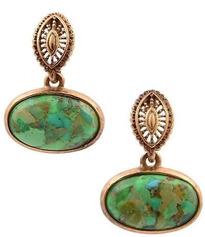 Southern Living x Barse Kaia Golden And Genuine Stone Drop Earrings