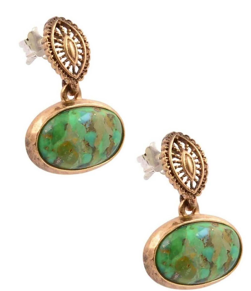 Southern Living x Barse Kaia Golden And Genuine Stone Drop Earrings