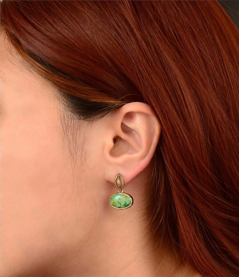 Southern Living x Barse Kaia Golden And Genuine Stone Drop Earrings