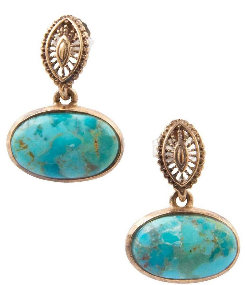 Southern Living x Barse Kaia Golden And Genuine Stone Drop Earrings