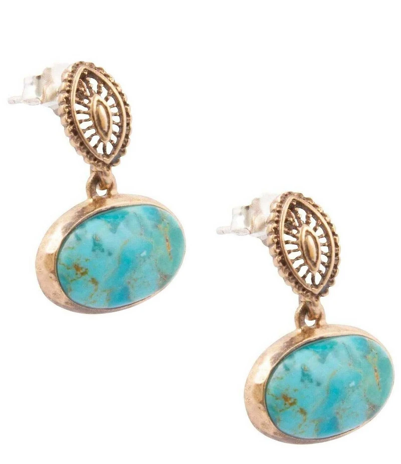 Southern Living x Barse Kaia Golden And Genuine Stone Drop Earrings