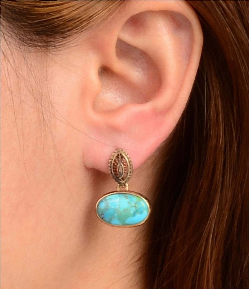 Southern Living x Barse Kaia Golden And Genuine Stone Drop Earrings